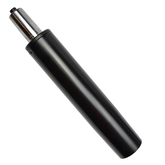 Black office chair gas lift cylinder with a metallic top, used for height adjustment.