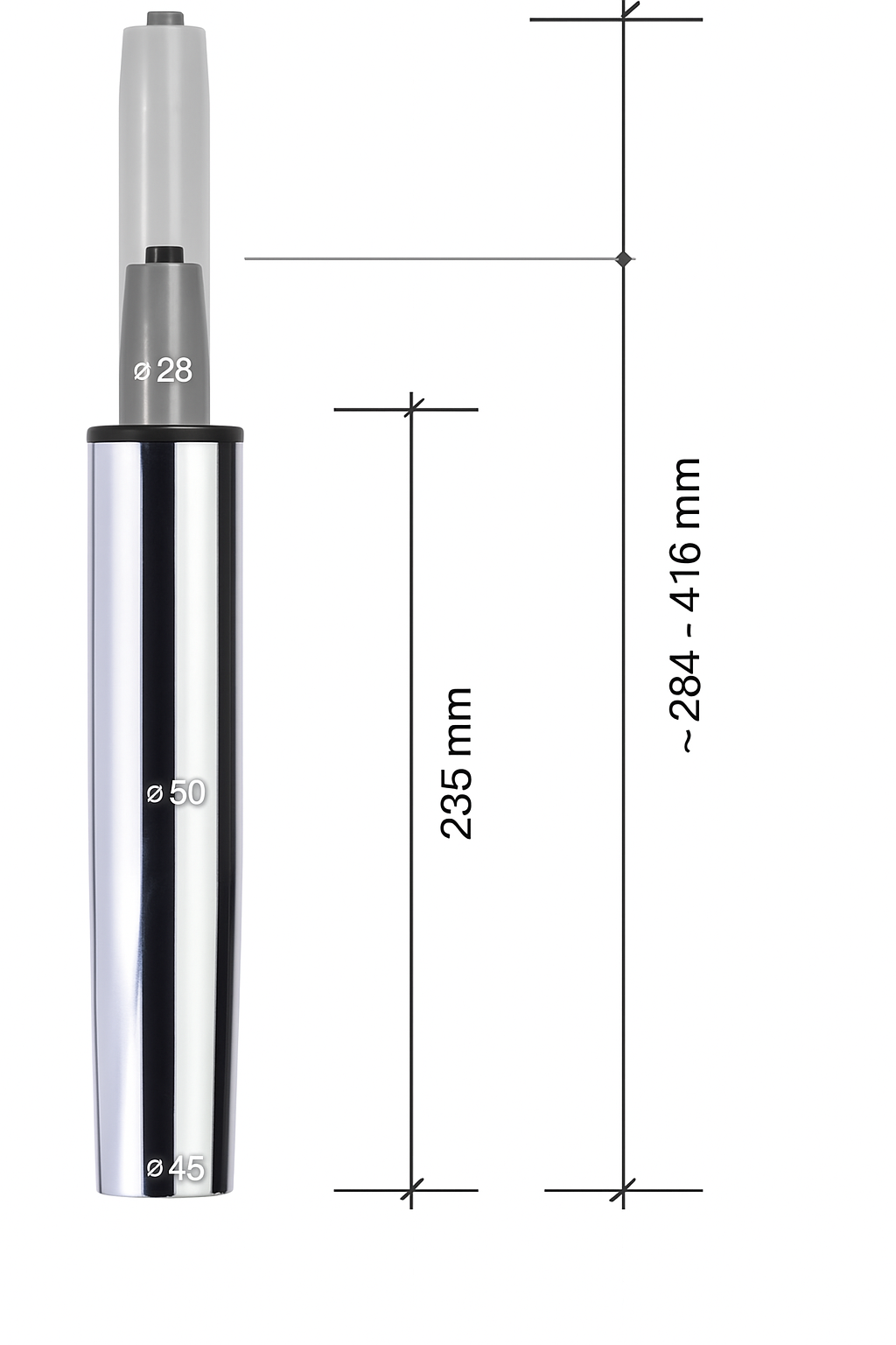 Gas Lift 235mm Chrome