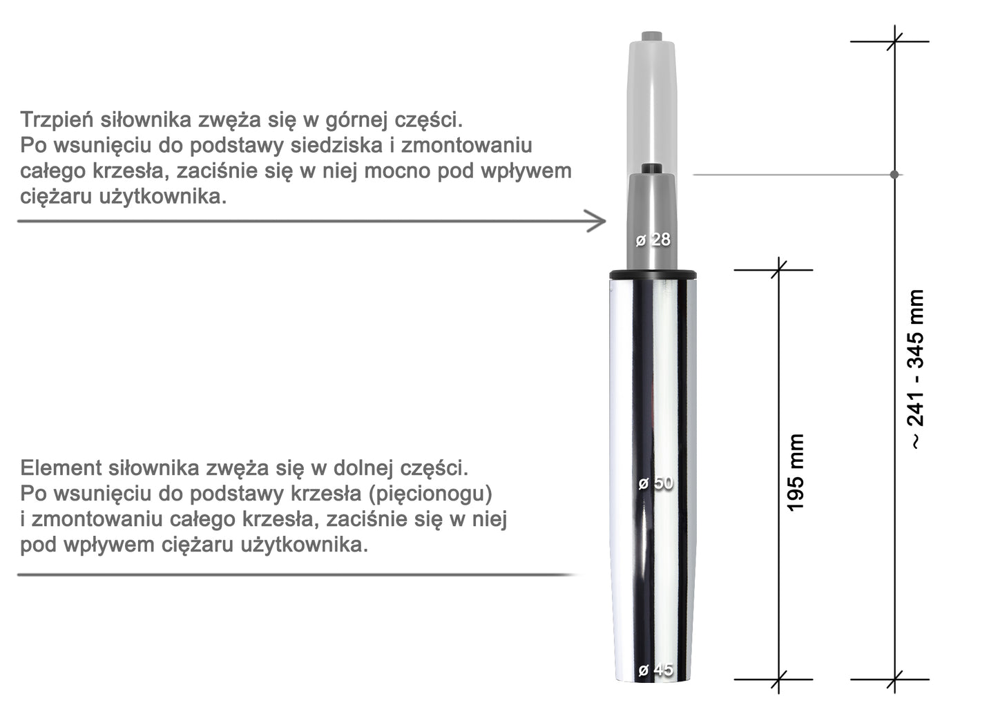 Siłownik 195 QL Chrom